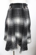axes femme / シャギーチェックイレヘムスカート M 黒 Y-25-11-01-156-AX-SK-SZ-ZY