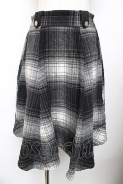 画像1: axes femme / シャギーチェックイレヘムスカート M 黒 Y-25-11-01-156-AX-SK-SZ-ZY