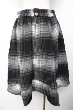 画像2: axes femme / シャギーチェックイレヘムスカート M 黒 Y-25-11-01-156-AX-SK-SZ-ZY