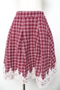 axes femme POETIQUE / 裾レースツイードスカート M ワイン Y-25-11-01-157-AX-SK-SZ-ZY