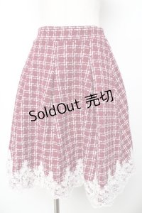 axes femme POETIQUE / 裾レースツイードスカート M ワイン Y-25-11-01-157-AX-SK-SZ-ZY