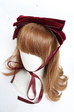画像1: axes femme kawaii / ベロアリボンヘッドドレス  ワイン Y-25-11-01-023-AX-AC-SZ-ZY