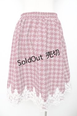 画像2: axes femme POETIQUE / 裾レースツイードスカート M ワイン Y-25-11-01-157-AX-SK-SZ-ZY