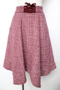 axes femme / シャギーチェックイレヘムスカート  ワイン Y-25-11-01-158-AX-SK-SZ-ZY