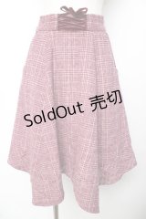 axes femme / シャギーチェックイレヘムスカート  ワイン Y-25-11-01-158-AX-SK-SZ-ZI