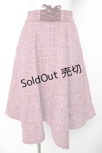 axes femme / シャギーチェックイレヘムスカート  ワイン Y-25-11-01-158-AX-SK-SZ-ZI