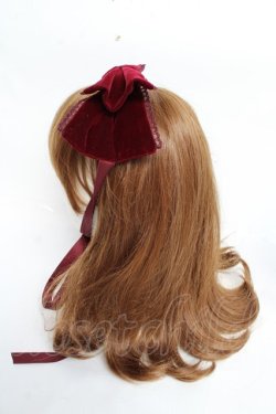 画像2: axes femme kawaii / ベロアリボンヘッドドレス  ワイン Y-25-11-01-023-AX-AC-SZ-ZY