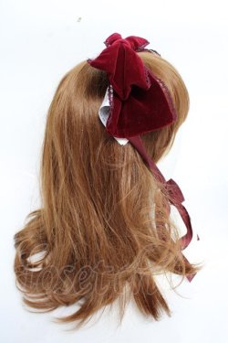 画像3: axes femme kawaii / ベロアリボンヘッドドレス  ワイン Y-25-11-01-023-AX-AC-SZ-ZY