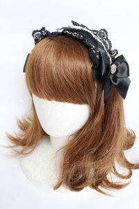 MA*RS / ふりふりヘッドドレスカチューシャ  黒 Y-25-11-01-027-EL-AC-SZ-ZY