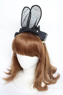 画像1: Angelic Pretty / おしゃまBunnyカチューシャ  黒 Y-25-11-01-031-AP-AC-SZ-ZY