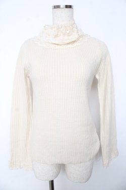 画像1: axes femme / レースネックニットトップス  キナリ Y-25-11-01-033-AX-TO-SZ-ZY