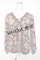 axes femme / 花柄ベロアプルオーバー M 茶 Y-25-11-01-034-AX-TO-SZ-ZY