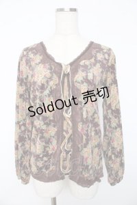 axes femme / 花柄ベロアプルオーバー M 茶 Y-25-11-01-034-AX-TO-SZ-ZY