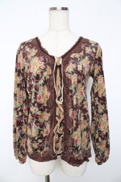 画像1: axes femme / 花柄ベロアプルオーバー M 茶 Y-25-11-01-034-AX-TO-SZ-ZY