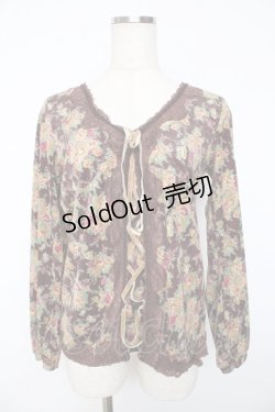 画像1: axes femme / 花柄ベロアプルオーバー M 茶 Y-25-11-01-034-AX-TO-SZ-ZY