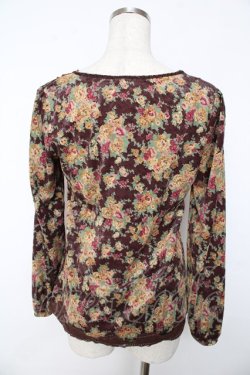 画像2: axes femme / 花柄ベロアプルオーバー M 茶 Y-25-11-01-034-AX-TO-SZ-ZY