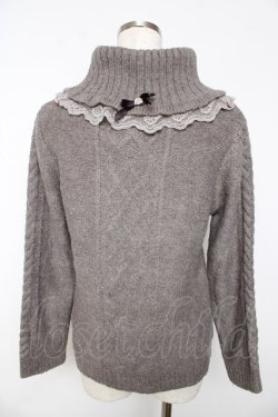 画像2: axes femme / ミニバラ&パールハイネックニット  グレー Y-25-11-01-036-AX-TO-SZ-ZY