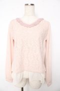 axes femme / 起毛レースVネックプルオーバー  ピンク Y-25-11-01-037-AX-TO-SZ-ZY