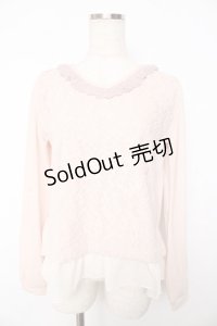 axes femme / 起毛レースVネックプルオーバー  ピンク Y-25-11-01-037-AX-TO-SZ-ZY