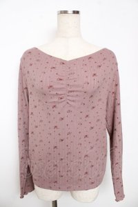 axes femme / 小花プリントリブインナー M ピンク Y-25-11-01-038-AX-TO-SZ-ZY