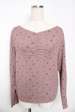 画像1: axes femme / 小花プリントリブインナー M ピンク Y-25-11-01-038-AX-TO-SZ-ZY