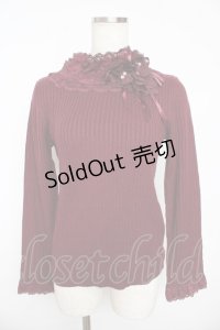 axes femme / レースネックニットトップス  ワイン Y-25-11-01-042-AX-TO-SZ-ZY