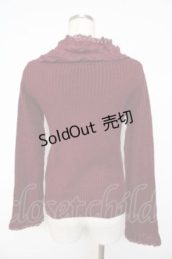 画像2: axes femme / レースネックニットトップス  ワイン Y-25-11-01-042-AX-TO-SZ-ZY
