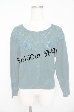 画像1: axes femme / レース切替モチーフ付カーディガン M グリーン Y-25-11-01-046-AX-TO-SZ-ZY