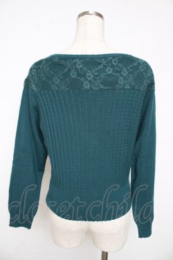 画像2: axes femme / レース切替モチーフ付カーディガン M グリーン Y-25-11-01-046-AX-TO-SZ-ZY
