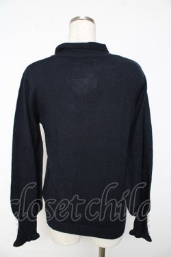 画像2: axes femme / フラワー刺繍ボウタイニット  紺 Y-25-11-01-048-AX-TO-AS-ZY