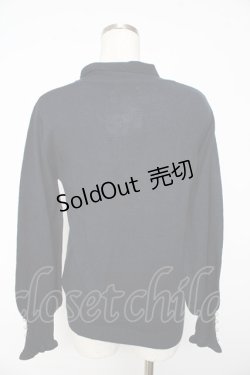 画像2: axes femme / フラワー刺繍ボウタイニット  紺 Y-25-11-01-048-AX-TO-AS-ZY