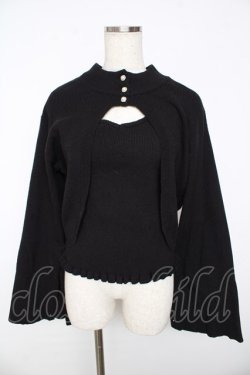 画像1: axes femme / ニットタンク×２WAYカーデ F 黒 Y-25-11-01-050-AX-TO-SZ-ZY