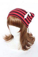 ACDC RAG / 冥闇ネコミミクロスハット  赤×黒 Y-25-11-05-038-PU-AC-SZ-ZY