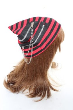 画像4: ACDC RAG / 冥闇ネコミミクロスハット  赤×黒 Y-25-11-05-038-PU-AC-SZ-ZY