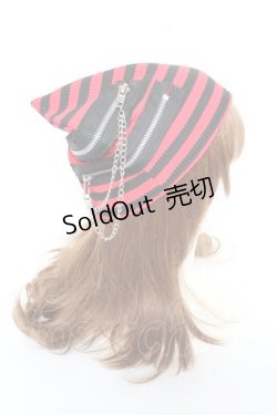 画像4: ACDC RAG / 冥闇ネコミミクロスハット  赤×黒 Y-25-11-05-038-PU-AC-SZ-ZY