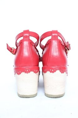 画像3: axes femme kawaii / スカラップ木底風シューズ M 赤 Y-25-11-05-043-AX-SH-SZ-ZY