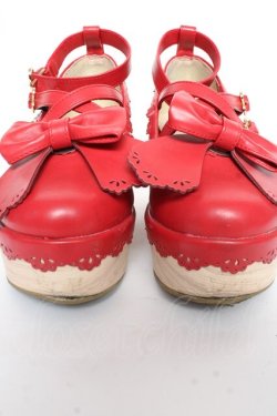 画像5: axes femme kawaii / スカラップ木底風シューズ M 赤 Y-25-11-05-043-AX-SH-SZ-ZY