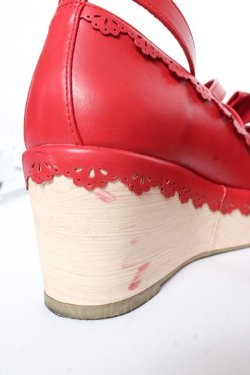 画像6: axes femme kawaii / スカラップ木底風シューズ M 赤 Y-25-11-05-043-AX-SH-SZ-ZY