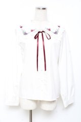 axes femme POETIQUE / ラ　レコルト刺繍襟ブラウス M 生成り Y-25-11-05-049-AX-BL-SZ-ZY