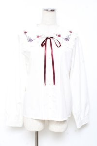 axes femme POETIQUE / ラ　レコルト刺繍襟ブラウス M 生成り Y-25-11-05-049-AX-BL-SZ-ZI