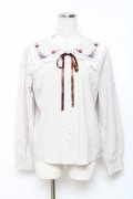 axes femme POETIQUE / ラ　レコルト刺繍襟ブラウス M ベージュ Y-25-11-05-050-AX-BL-SZ-ZY