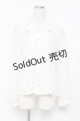 axes femme POETIQUE / 襟花刺繍ブラウス M 生成り Y-25-11-05-052-AX-BL-SZ-ZY