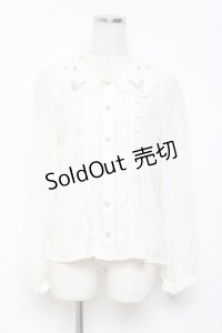 axes femme POETIQUE / 襟花刺繍ブラウス M 生成り Y-25-11-05-052-AX-BL-SZ-ZY