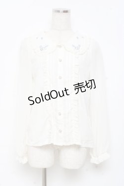 画像1: axes femme POETIQUE / 襟花刺繍ブラウス M 生成り Y-25-11-05-052-AX-BL-SZ-ZY