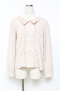 画像1: axes femme POETIQUE / セーラー襟レースブラウス M ベージュ Y-25-11-05-053-AX-BL-SZ-ZY