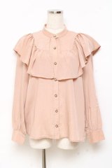 axes femme NOSTALGIE / 襟フリルブラウス M ベージュ Y-25-11-05-054-AX-BL-SZ-ZY