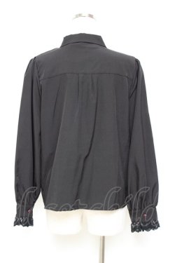 画像2: axes femme POETIQUE / 音符刺繍リボン付ブラウス M 黒 Y-25-11-05-057-AX-BL-SZ-ZY