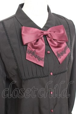 画像3: axes femme POETIQUE / 音符刺繍リボン付ブラウス M 黒 Y-25-11-05-057-AX-BL-SZ-ZY