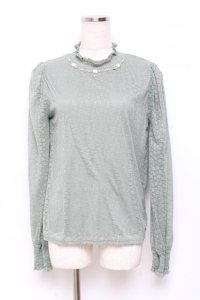 axes femme / ビジューデザイン総レースプルオーバー F グリーン Y-25-11-05-060-AX-TO-SZ-ZY