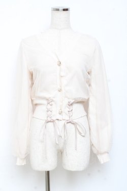 画像1: axes femme POETIQUE / レースアップショートカーディガン M 生成り Y-25-11-05-063-AX-TO-SZ-ZY